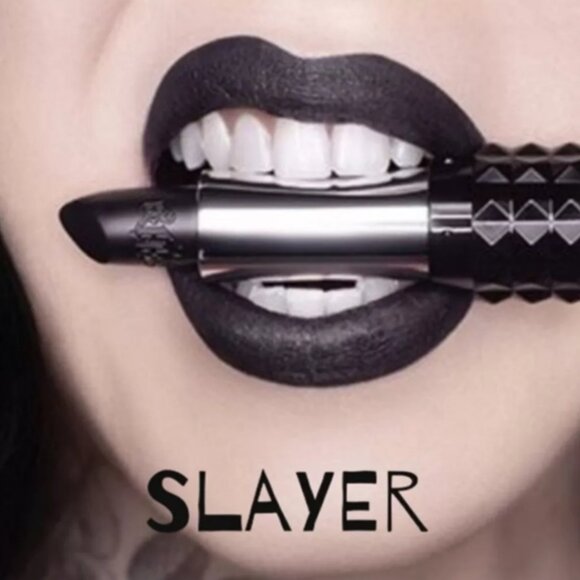 Kat Von D Other - Kat Von D Studded Kiss Slayer Creme Lipstick Matte Black New KVD, Discontinued
